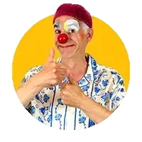 Portrait du clown Panoli, satisfait et le pouce en l'air